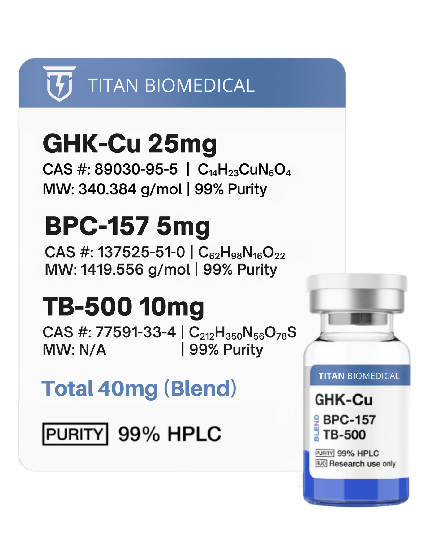 Glow Blend GHK-CU 25MG / BPC-157 5MG / TB500 10MG